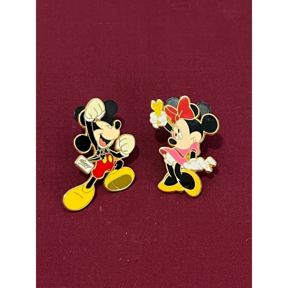 Vintage Mickey Minnie Mouse Disney Enamel Pins Set Joyful Celebration‎ set of 2
